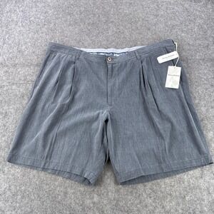 Tommy Bahama Shorts Mens 48 Ink Blue Havana Herringbone 2 Pleat Silk Blend
